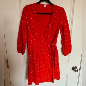 Old Navy Red Dainty Floral Wrap Dress